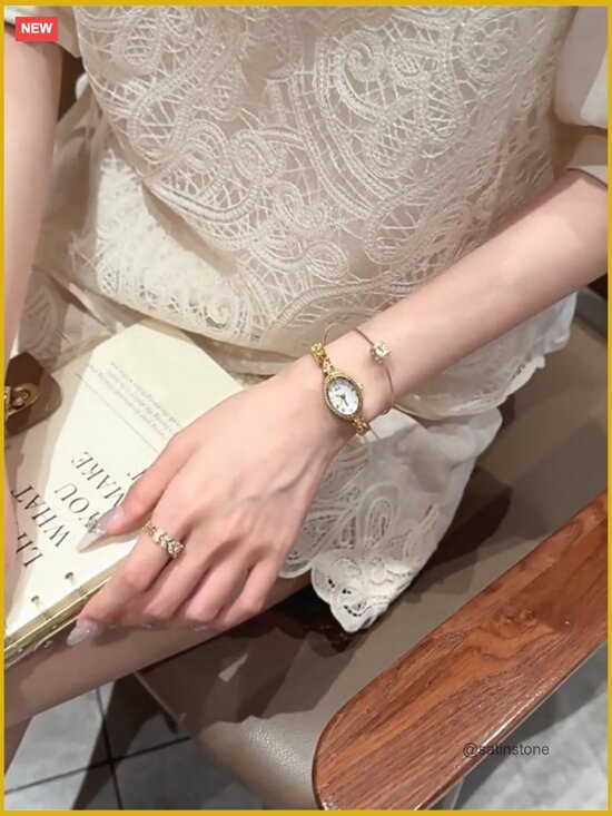 Vintage Oval Bracelet Watch Analog Quartz Water Resistant Dress Watch
